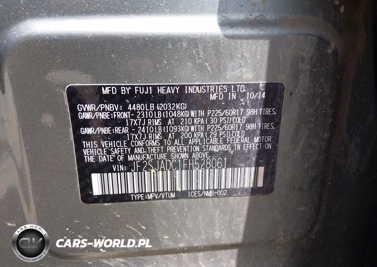 2015 Subaru Forester 2.5I Premium VIN:JF2SJADC1FH528061 - 9