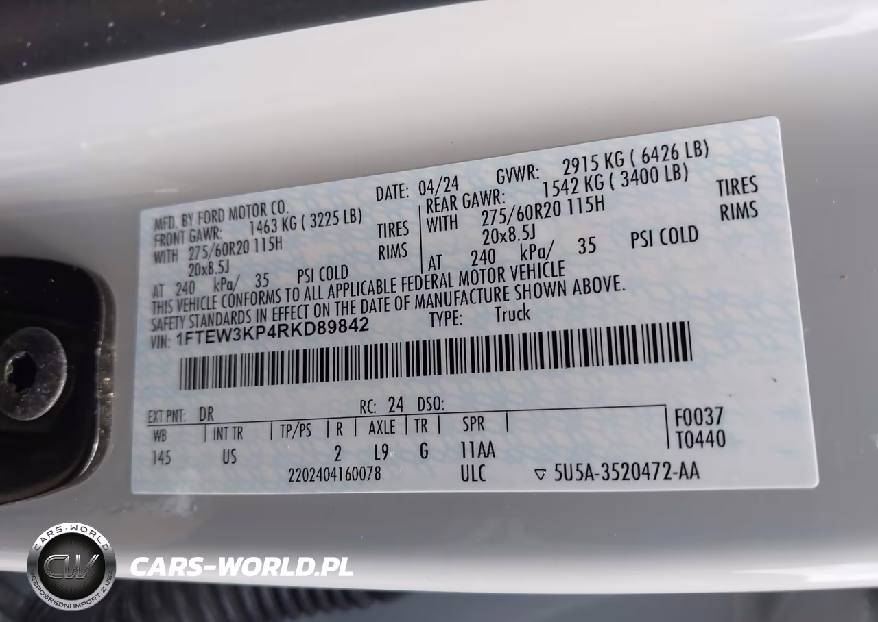 2024 Ford F-150 Xlt VIN:1FTEW3KP4RKD89842 - 9
