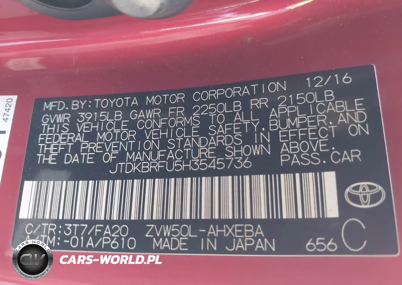 2017 Toyota Prius Two VIN:JTDKBRFU5H3545736 - 9