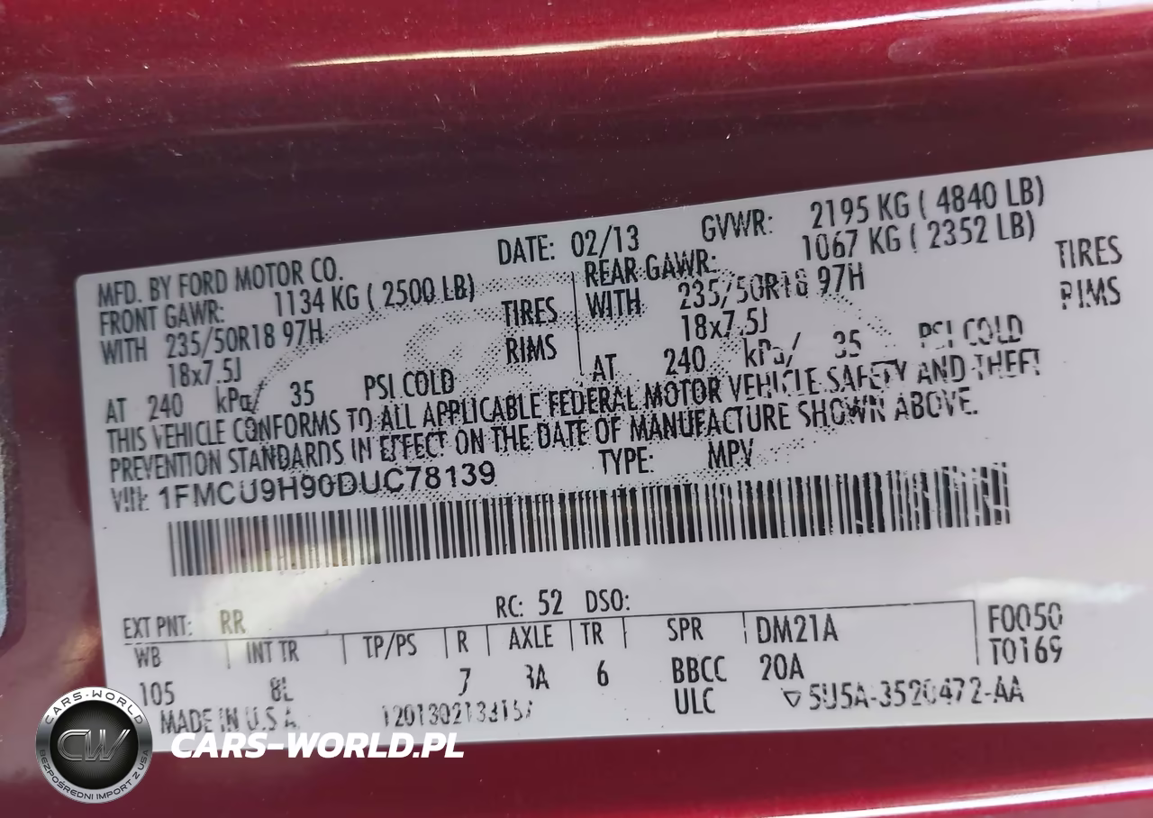 2013 Ford Escape Sel VIN:1FMCU9H90DUC78139 - 9