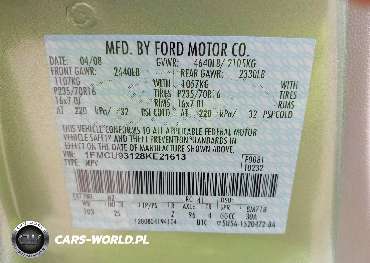 2008 Ford Escape Xlt VIN:1FMCU93128KE21613 - 9