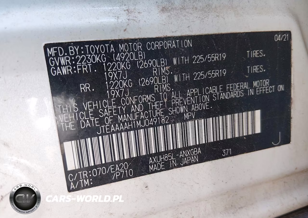 2021 Toyota Venza Xle VIN:JTEAAAAH1MJ049182 - 9