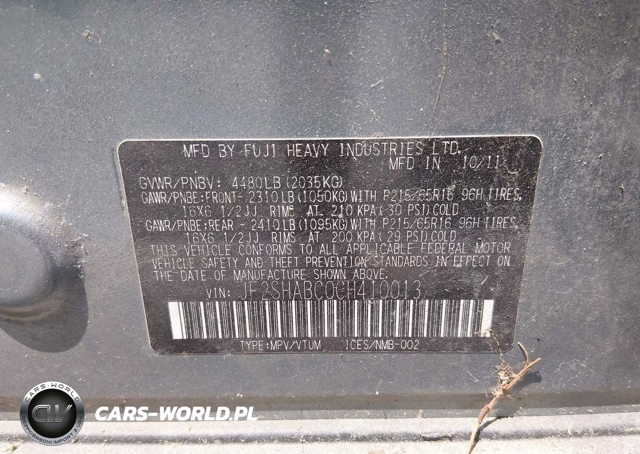 2012 Subaru Forester 2.5X VIN:JF2SHABC0CH410013 - 9