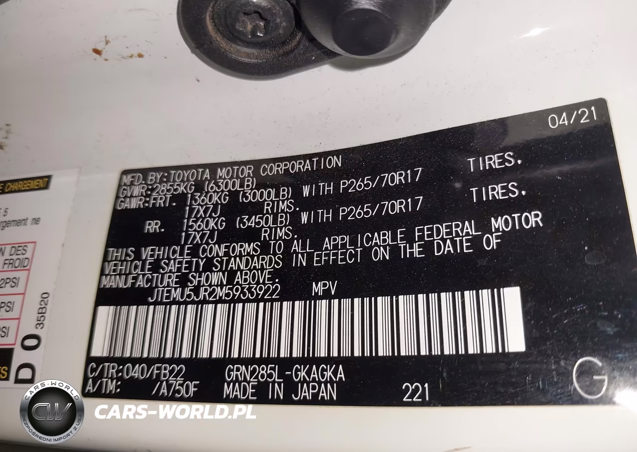 2021 Toyota 4Runner Sr5 VIN:JTEMU5JR2M5933922 - 9