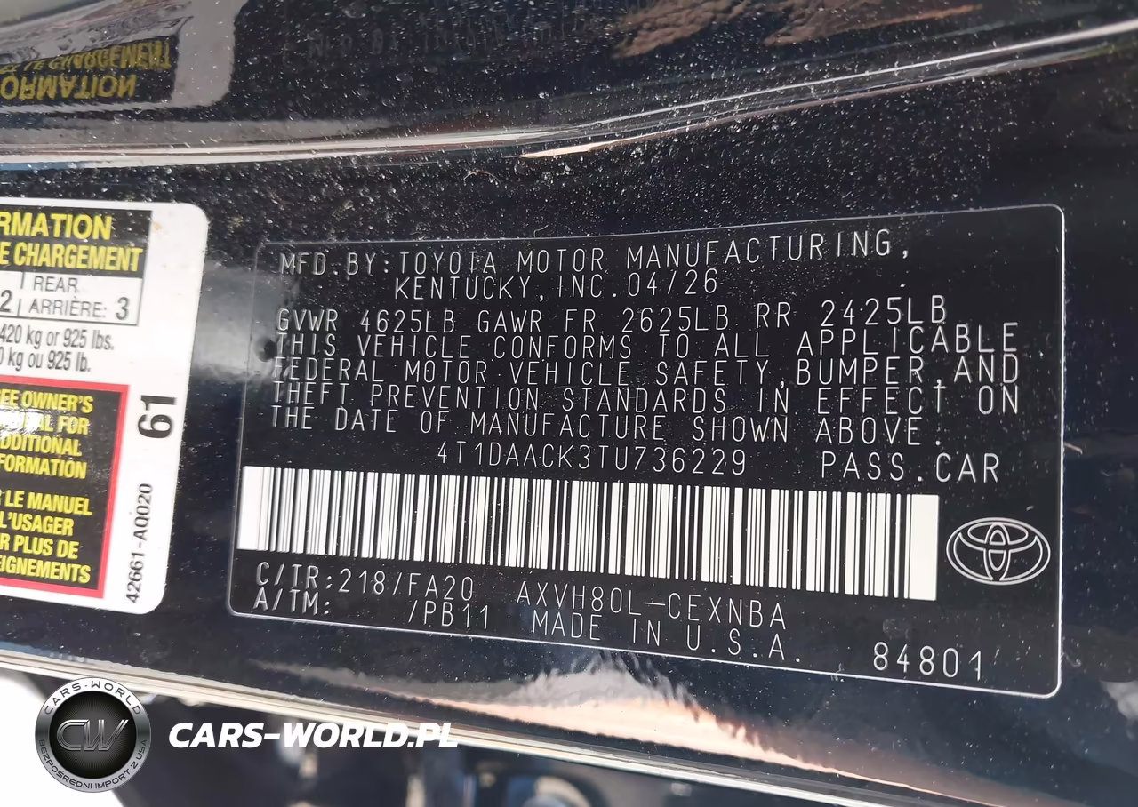 2026 Toyota Camry Le VIN:4T1DAACK3TU736229 - 9