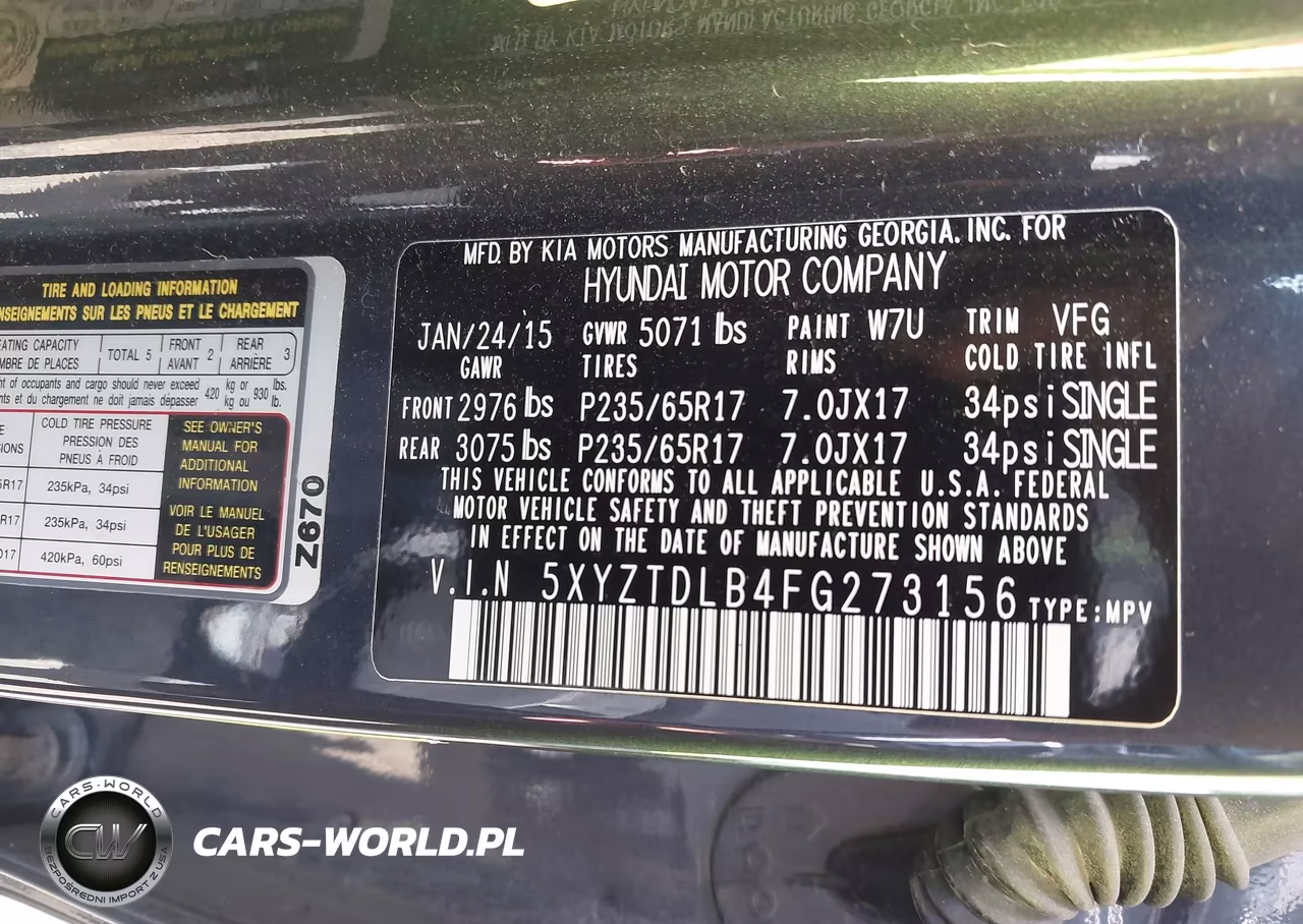 2015 Hyundai Santa Fe Sport 2.4L VIN:5XYZTDLB4FG273156 - 9
