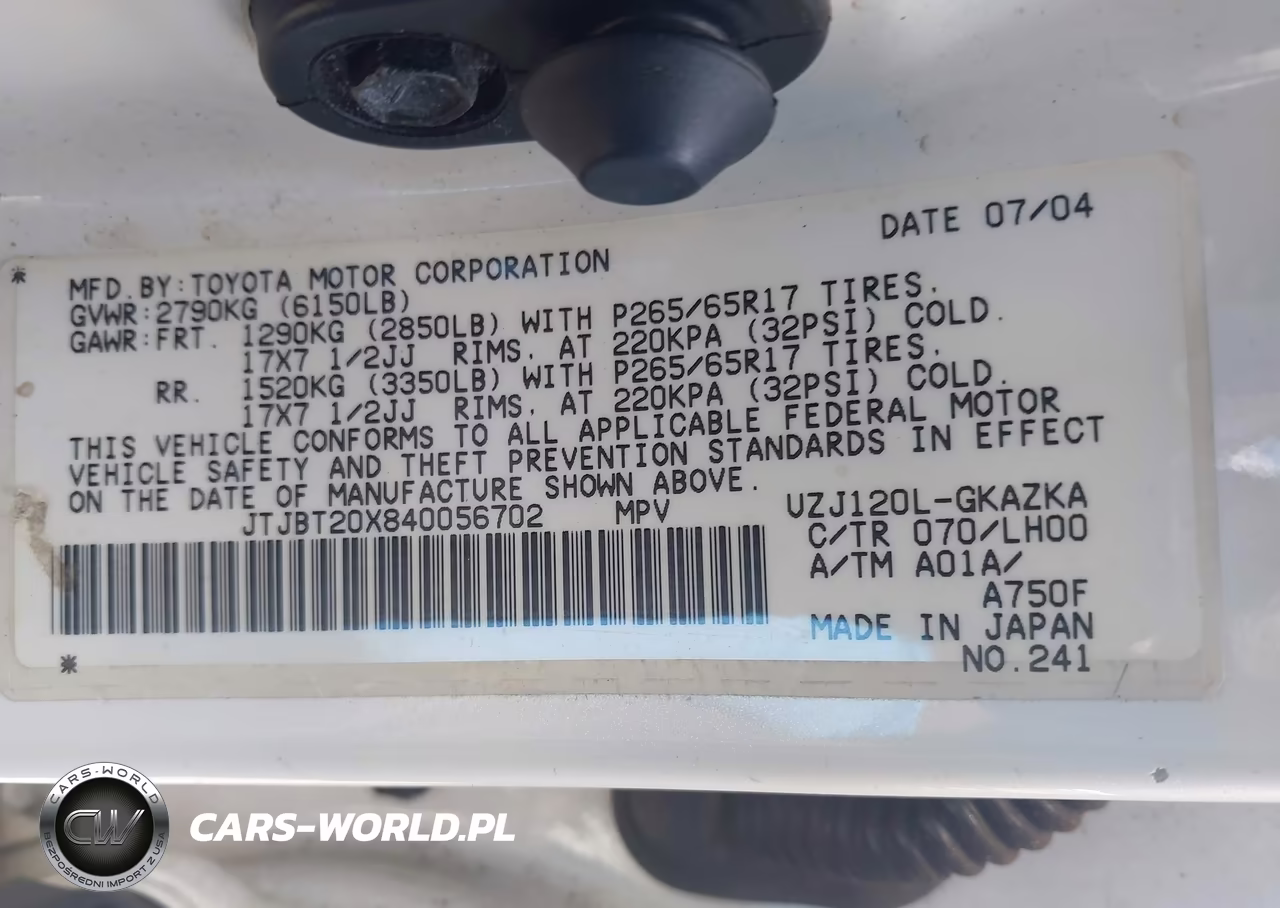2004 Lexus Gx 470 VIN:JTJBT20X840056702 - 9