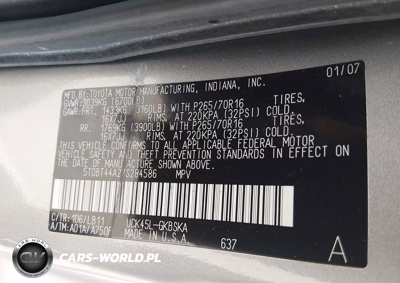 2007 Toyota Sequoia Sr5 VIN:5TDBT44A27S284586 - 9