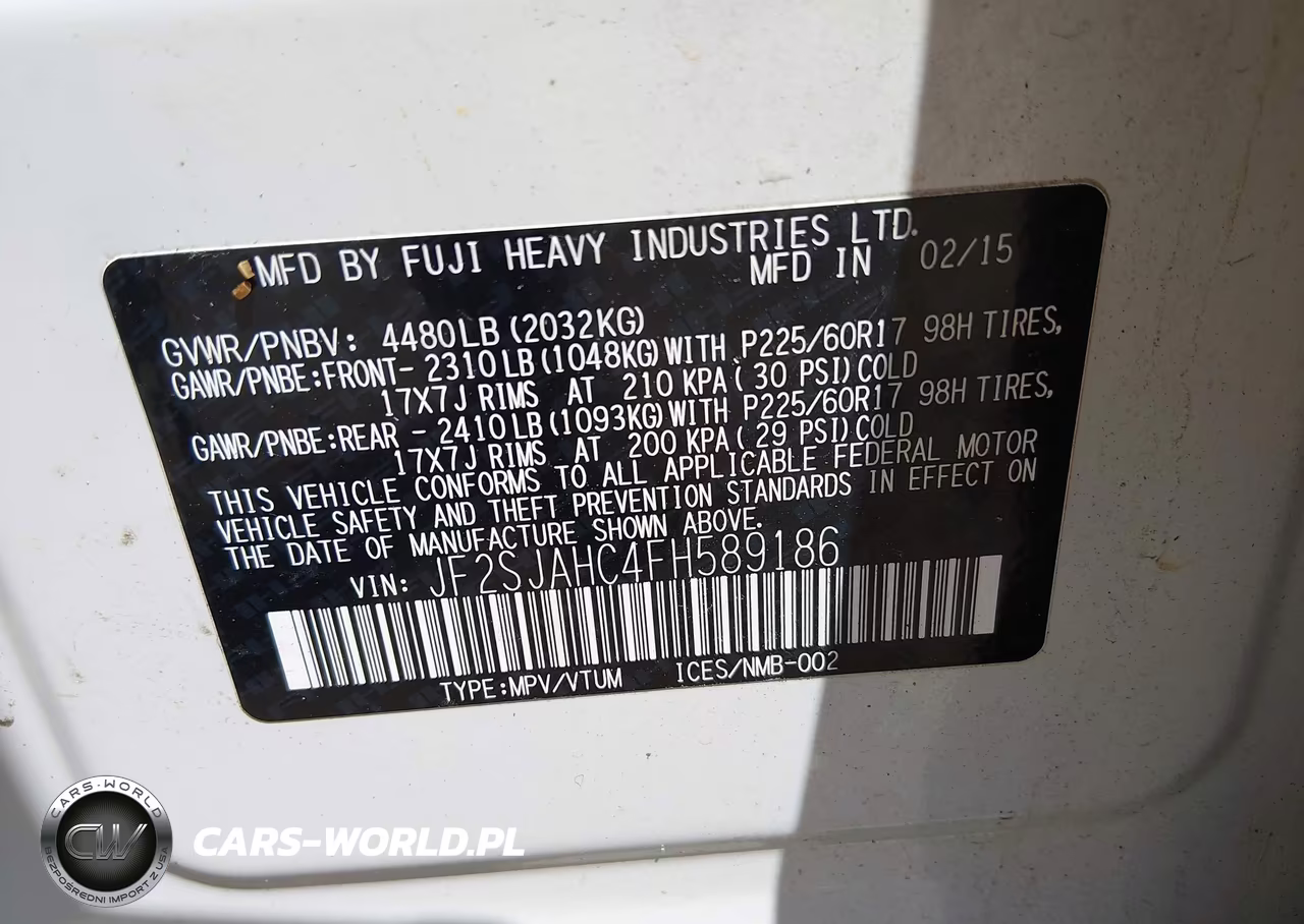 2015 Subaru Forester 2.5I Limited VIN:JF2SJAHC4FH589186 - 9