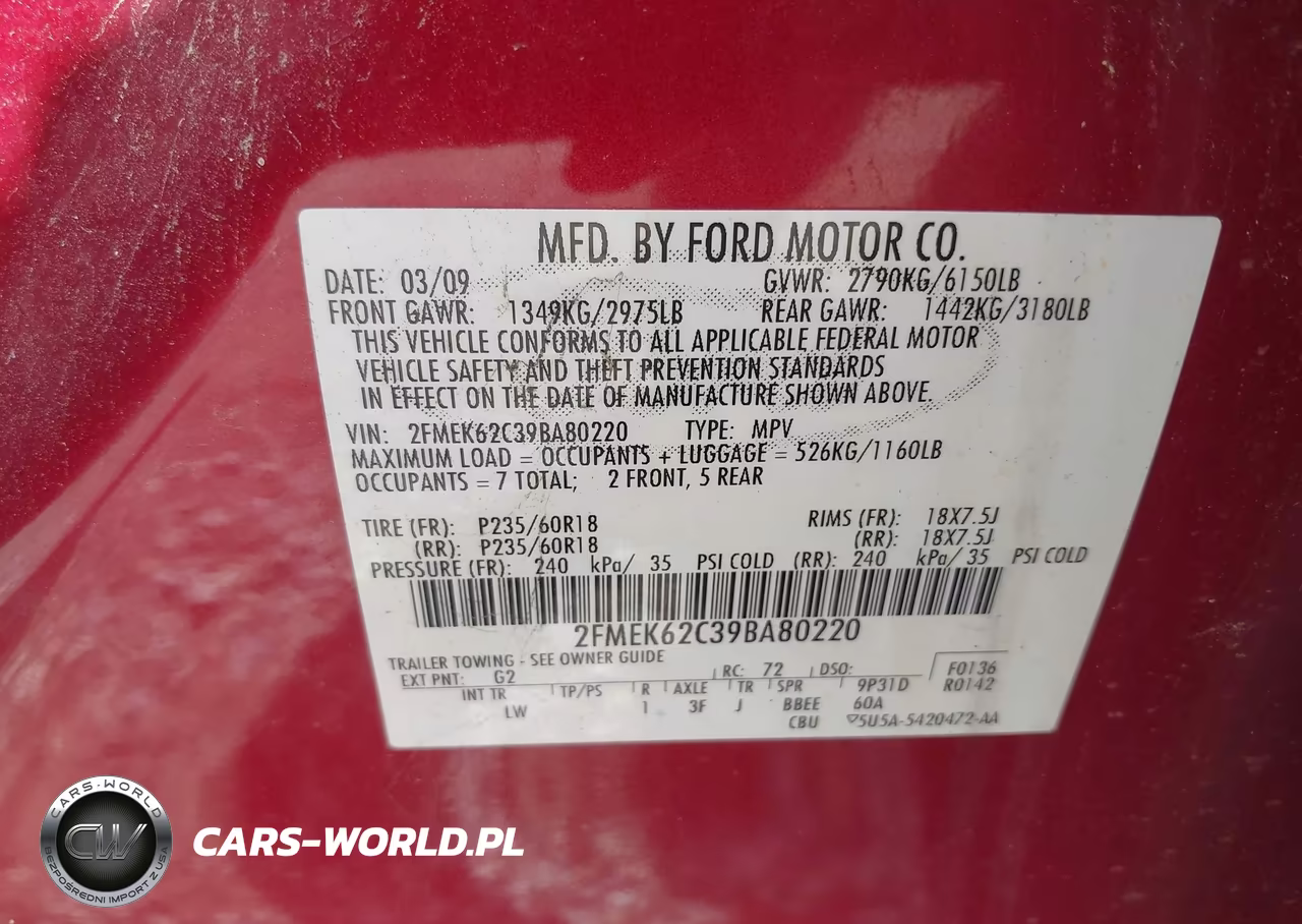 2009 Ford Flex Sel VIN:2FMEK62C39BA80220 - 9