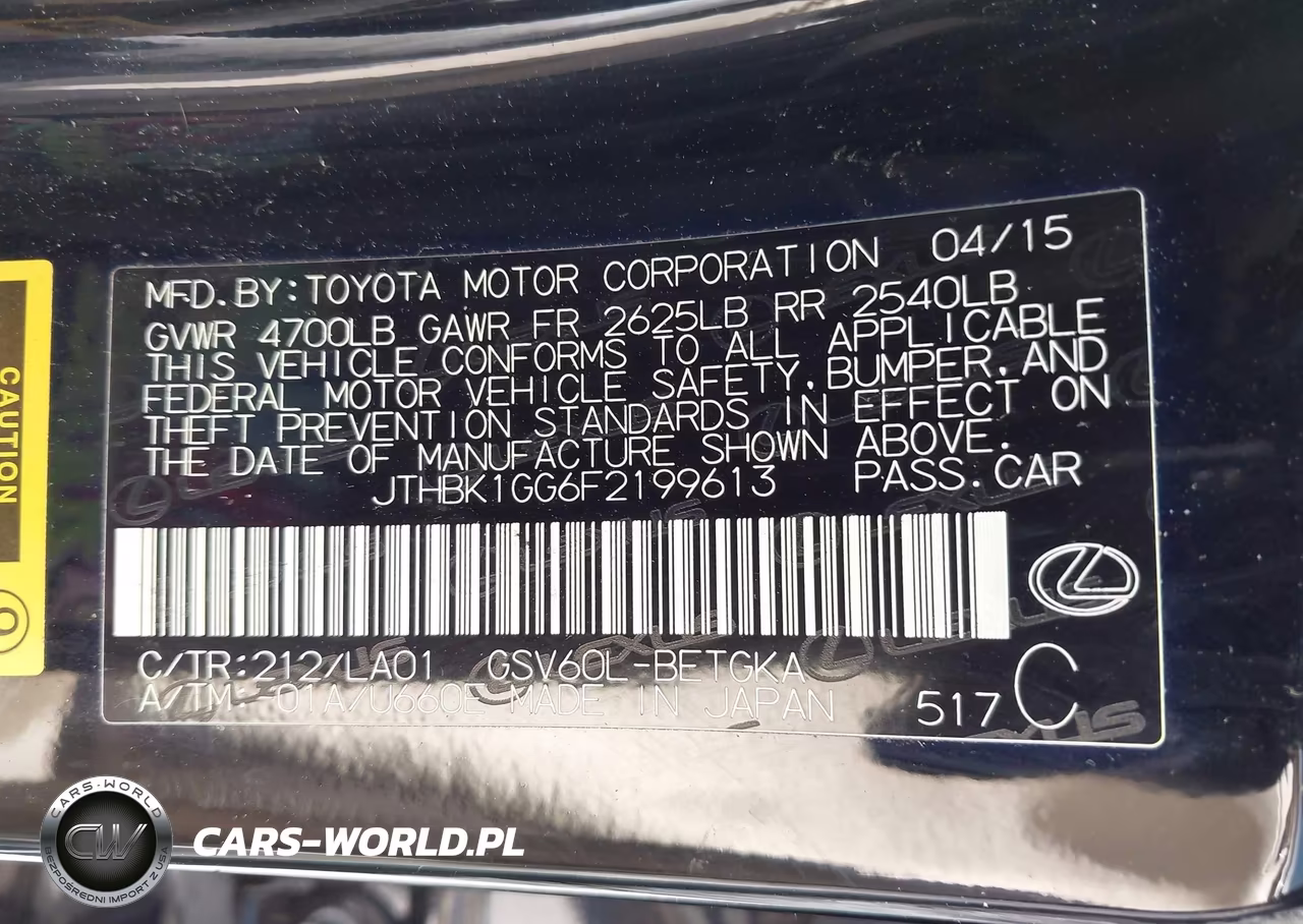 2015 Lexus Es 350 VIN:JTHBK1GG6F2199613 - 9