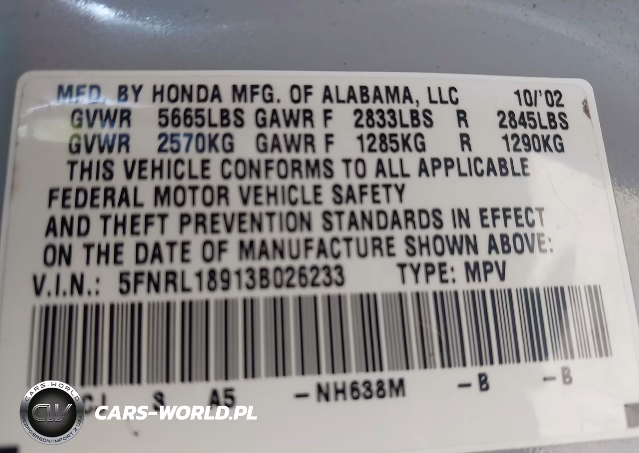 2003 Honda Odyssey Ex-L VIN:5FNRL18913B026233 - 9