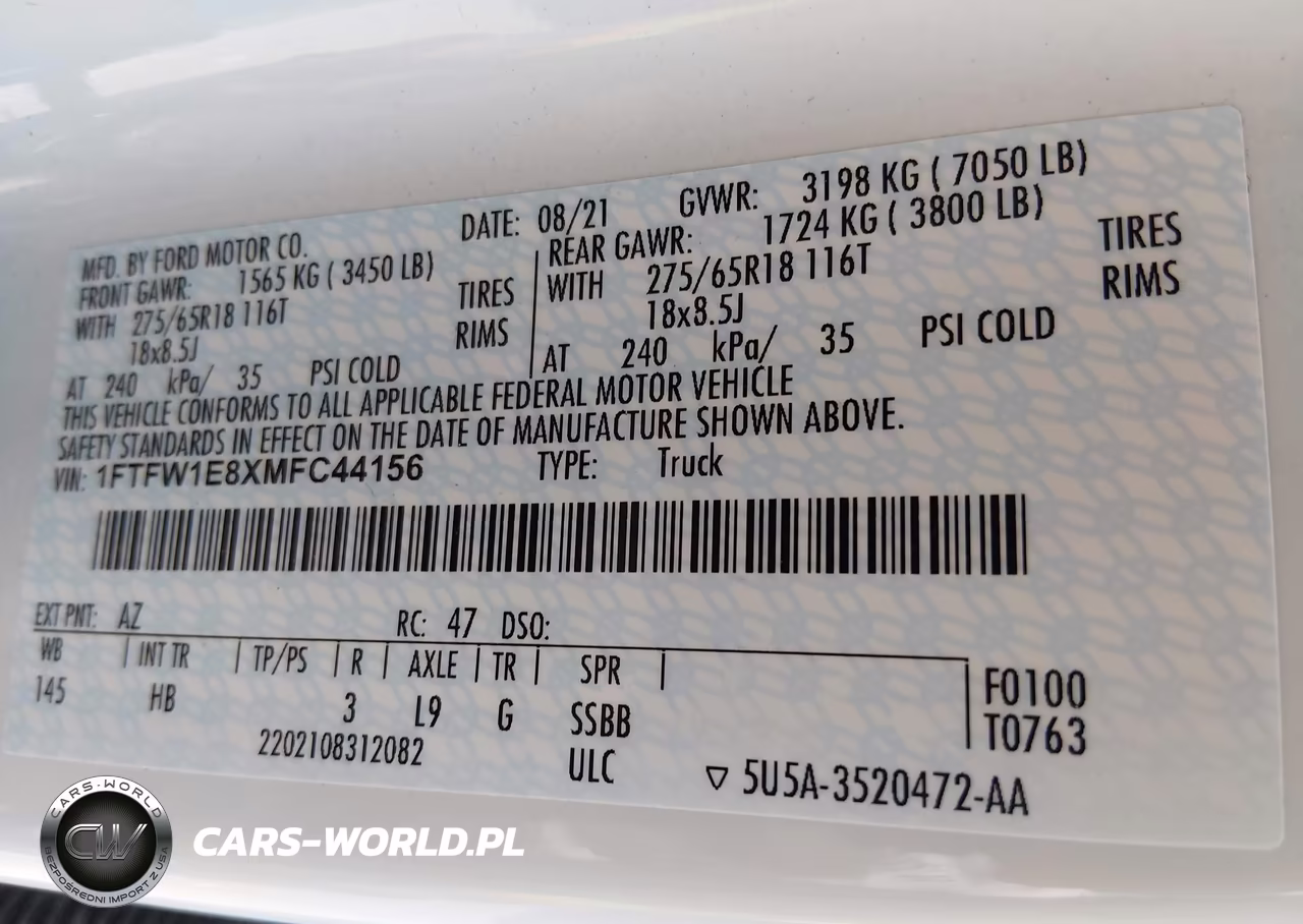 2021 Ford F-150 Lariat VIN:1FTFW1E8XMFC44156 - 9