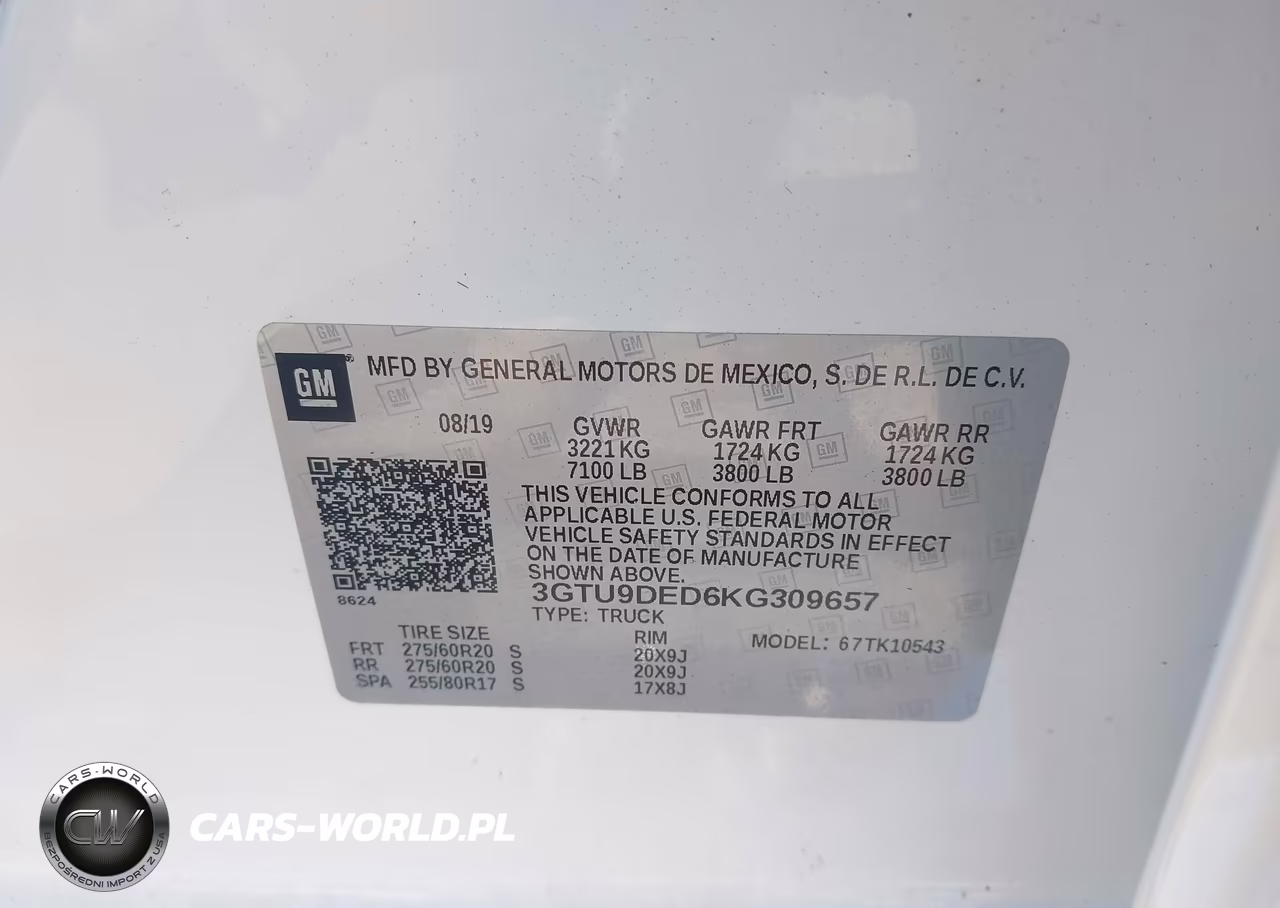 2019 GMC Sierra 1500 Slt VIN:3GTU9DED6KG309657 - 9