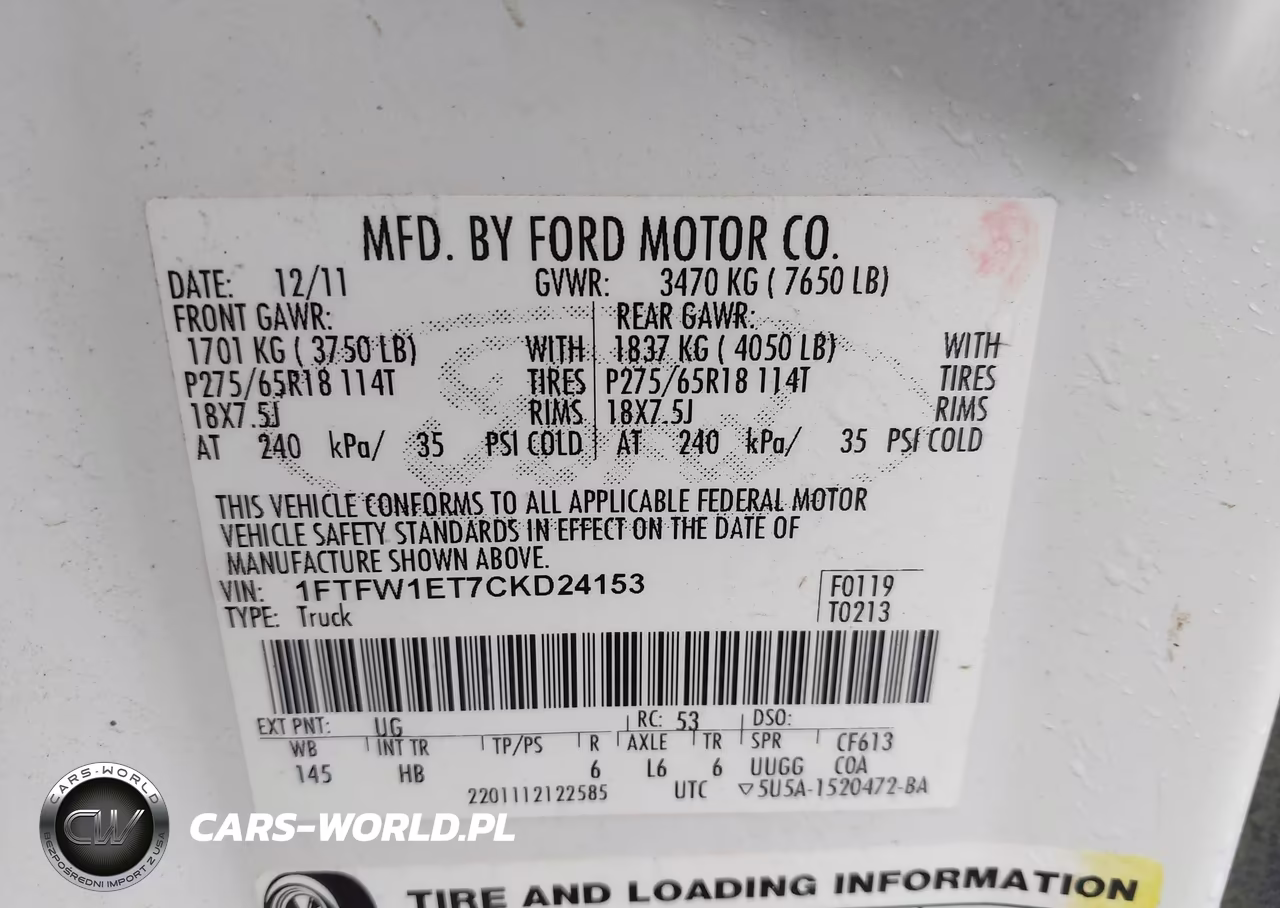 2012 Ford F-150 Fx4-King Ranch-Lariat-Platinum-Xl-Xlt VIN:1FTFW1ET7CKD24153 - 9