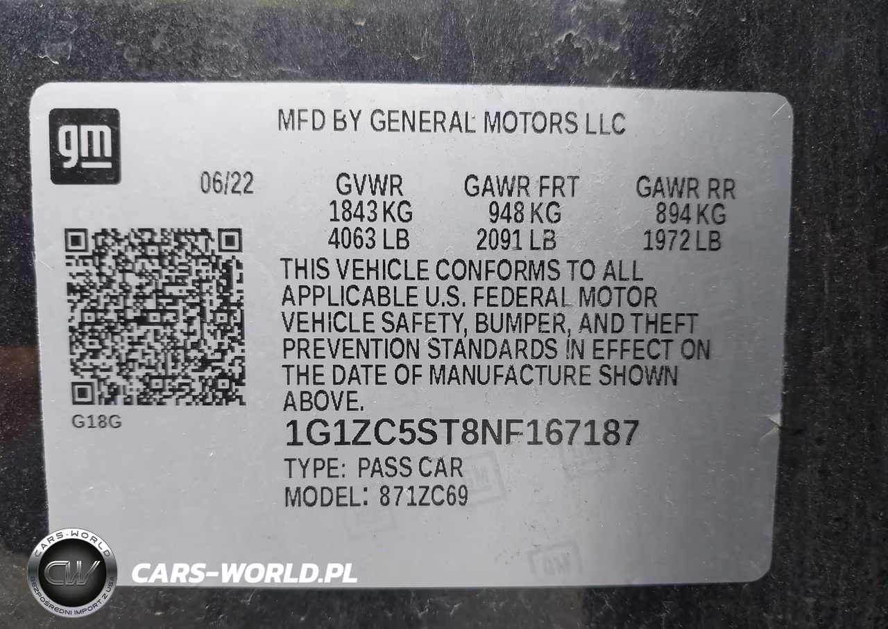 2022 Chevrolet Malibu Fwd 1Fl VIN:1G1ZC5ST8NF167187 - 9