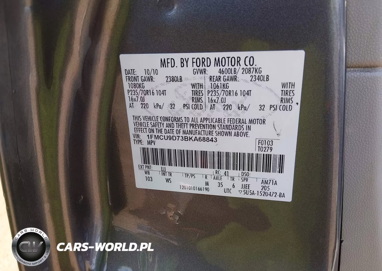 2011 Ford Escape Xlt VIN:1FMCU9D73BKA68843 - 9