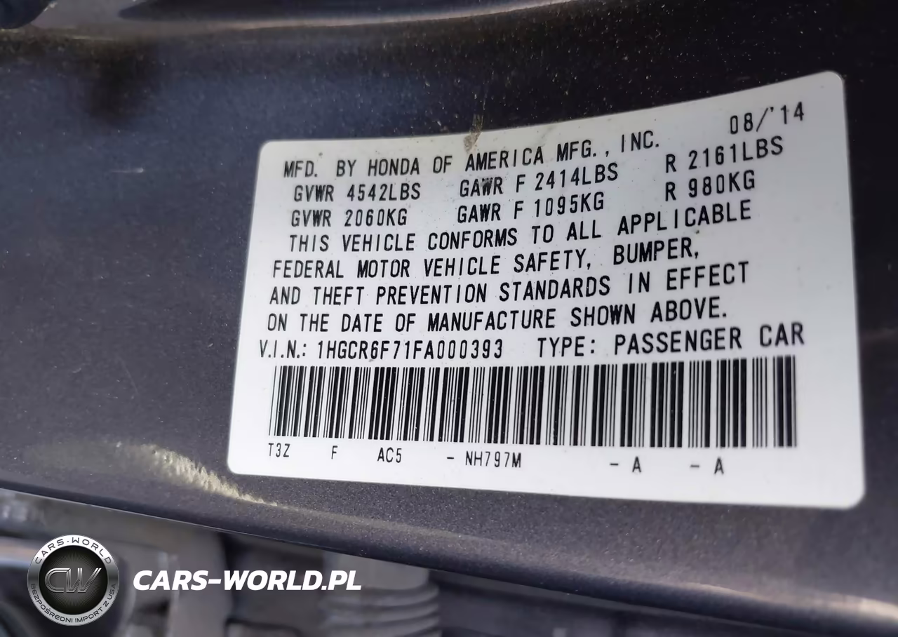 2015 Honda Accord Hybrid Touring VIN:1HGCR6F71FA000393 - 9