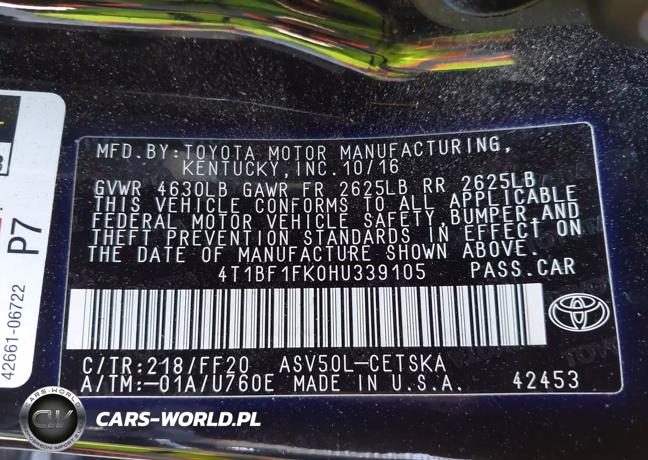 2017 Toyota Camry Se VIN:4T1BF1FK0HU339105 - 9