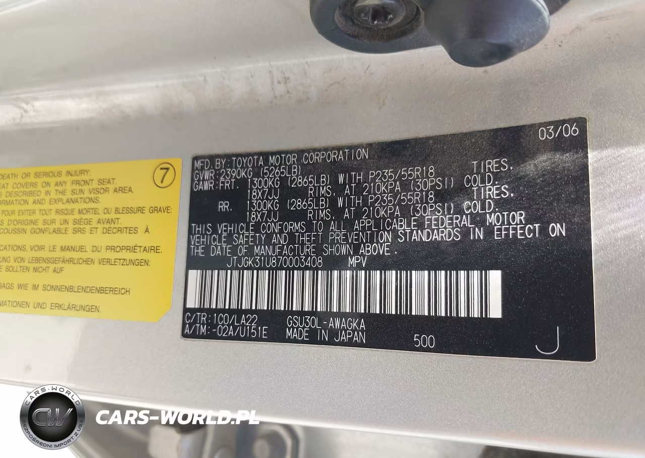 2007 Lexus Rx 350 VIN:JTJGK31U870003408 - 9