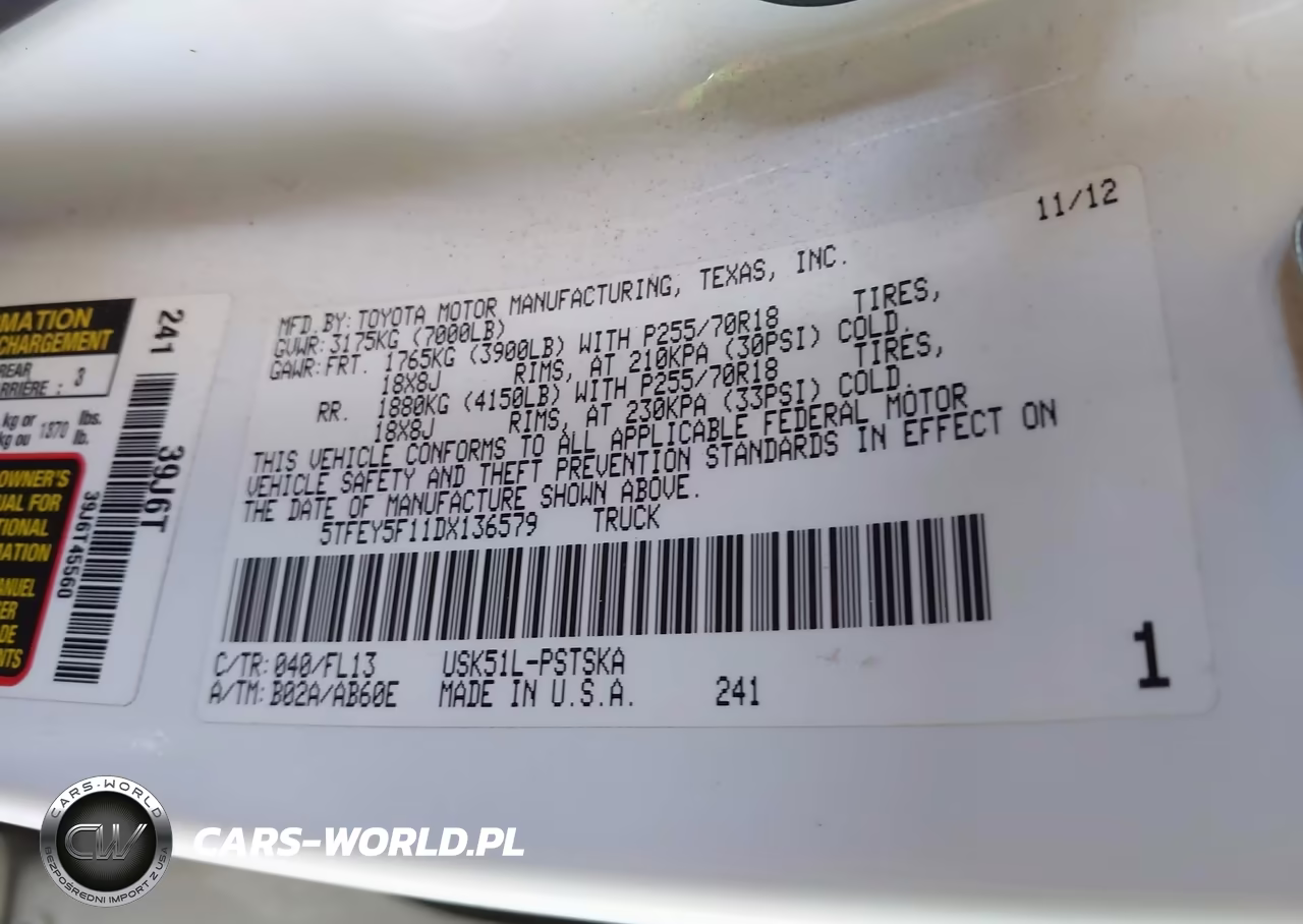 2013 Toyota Tundra Grade 5.7L V8 VIN:5TFEY5F11DX136579 - 9