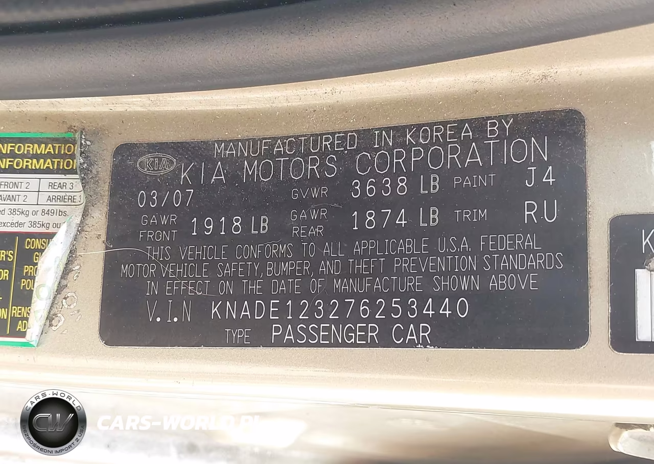 2007 Kia Rio Lx VIN:KNADE123276253440 - 9