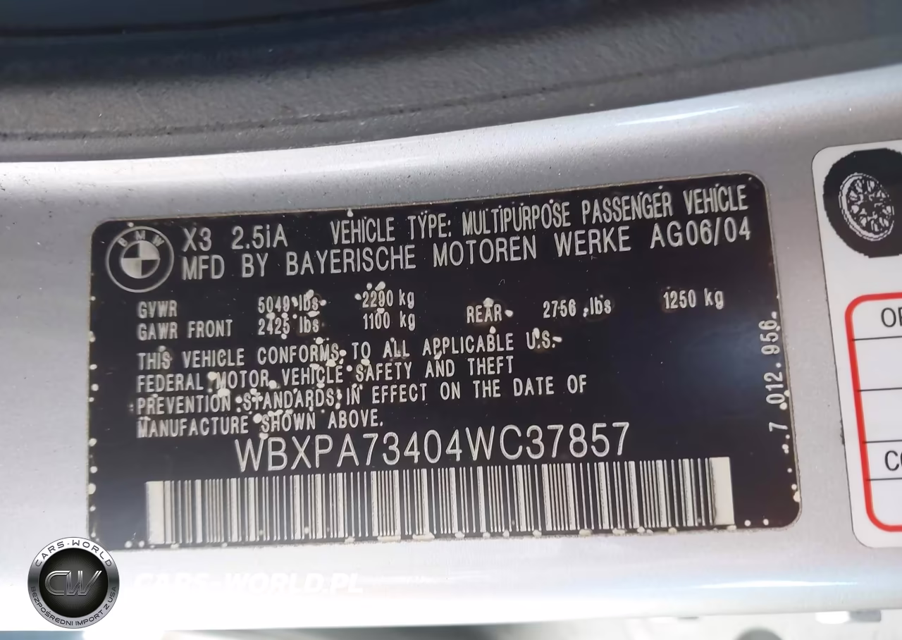 2004 BMW X3 2.5I VIN:WBXPA73404WC37857 - 9