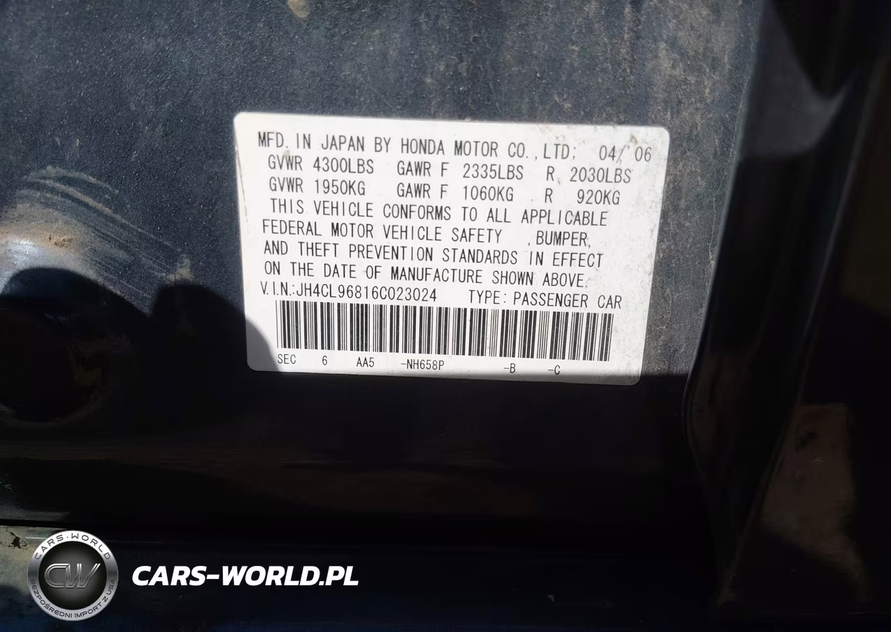 2006 Acura Tsx VIN:JH4CL96816C023024 - 9
