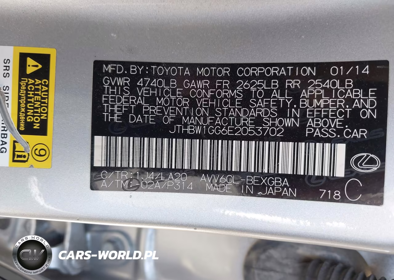 2014 Lexus Es 300H VIN:JTHBW1GG6E2053702 - 9