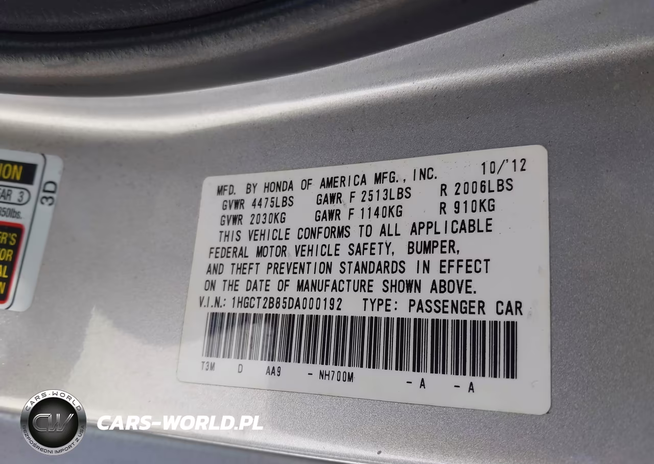 2013 Honda Accord Ex-L V-6 VIN:1HGCT2B85DA000192 - 9
