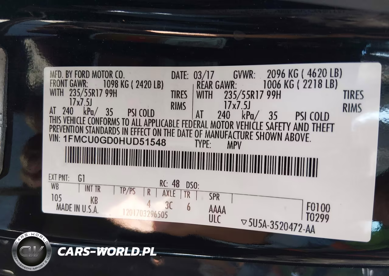 2017 Ford Escape Se VIN:1FMCU0GD0HUD51548 - 9