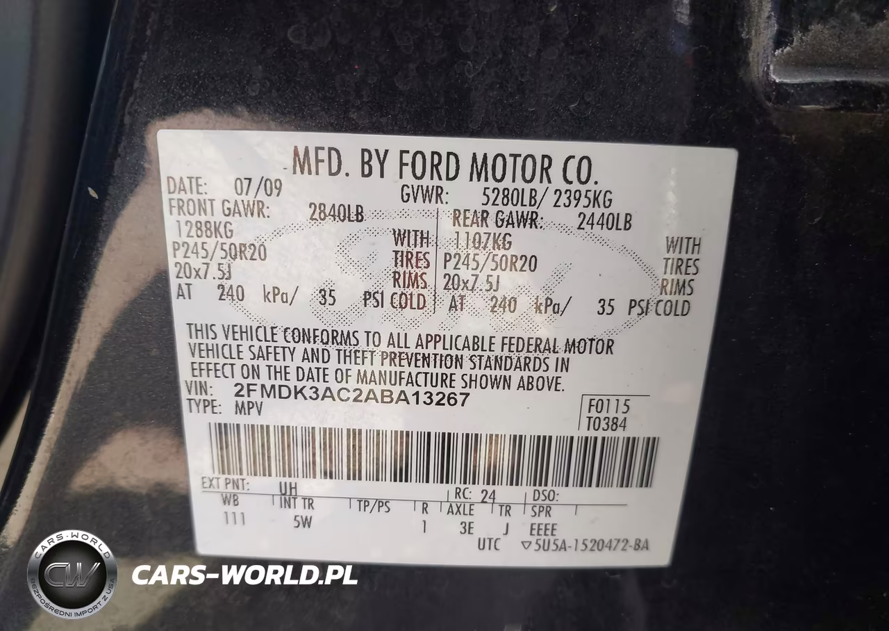 2010 Ford Edge Sport VIN:2FMDK3AC2ABA13267 - 9