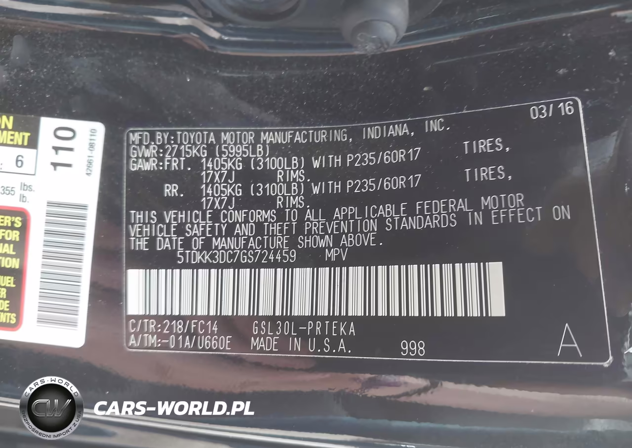 2016 Toyota Sienna Le 8 Passenger VIN:5TDKK3DC7GS724459 - 9