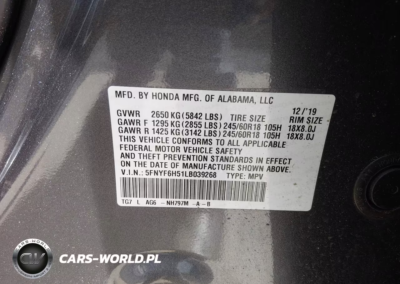 2020 Honda Pilot Awd Ex-L VIN:5FNYF6H51LB039268 - 9