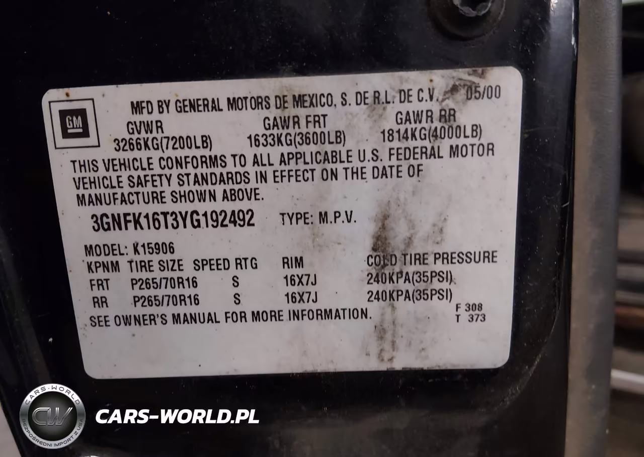2000 Chevrolet Suburban 1500 Lt VIN:3GNFK16T3YG192492 - 9