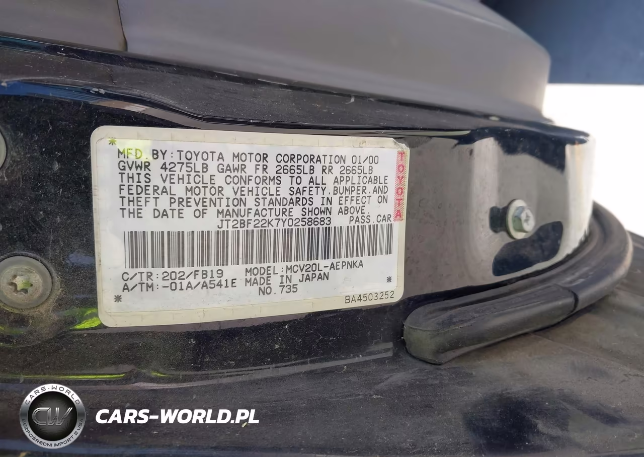 2000 Toyota Camry Le V6 VIN:JT2BF22K7Y0258683 - 9