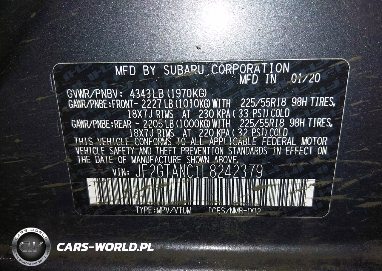 2020 Subaru Crosstrek Limited VIN:JF2GTANC1L8242379 - 9