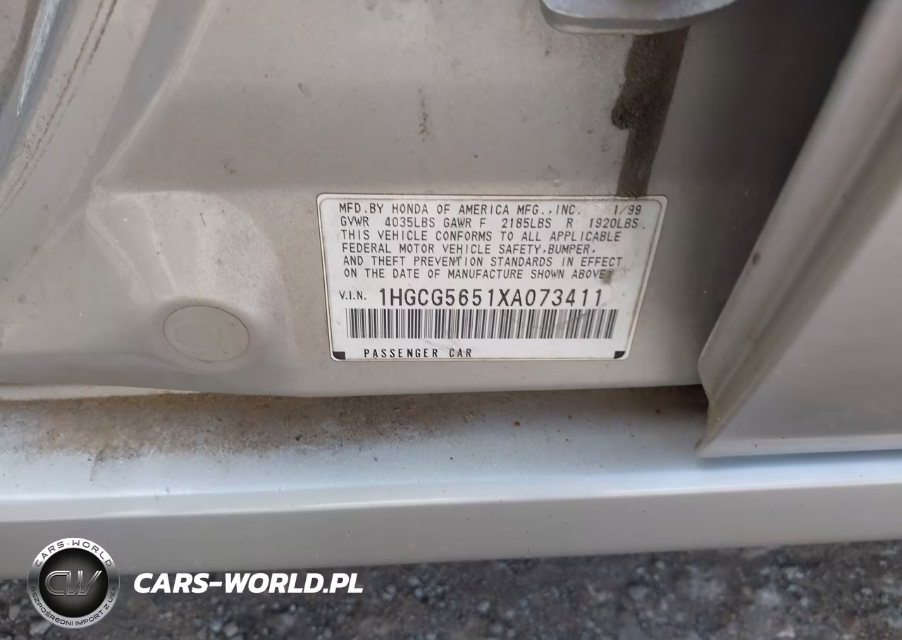 1999 Honda Accord Ex VIN:1HGCG5651XA073411 - 9