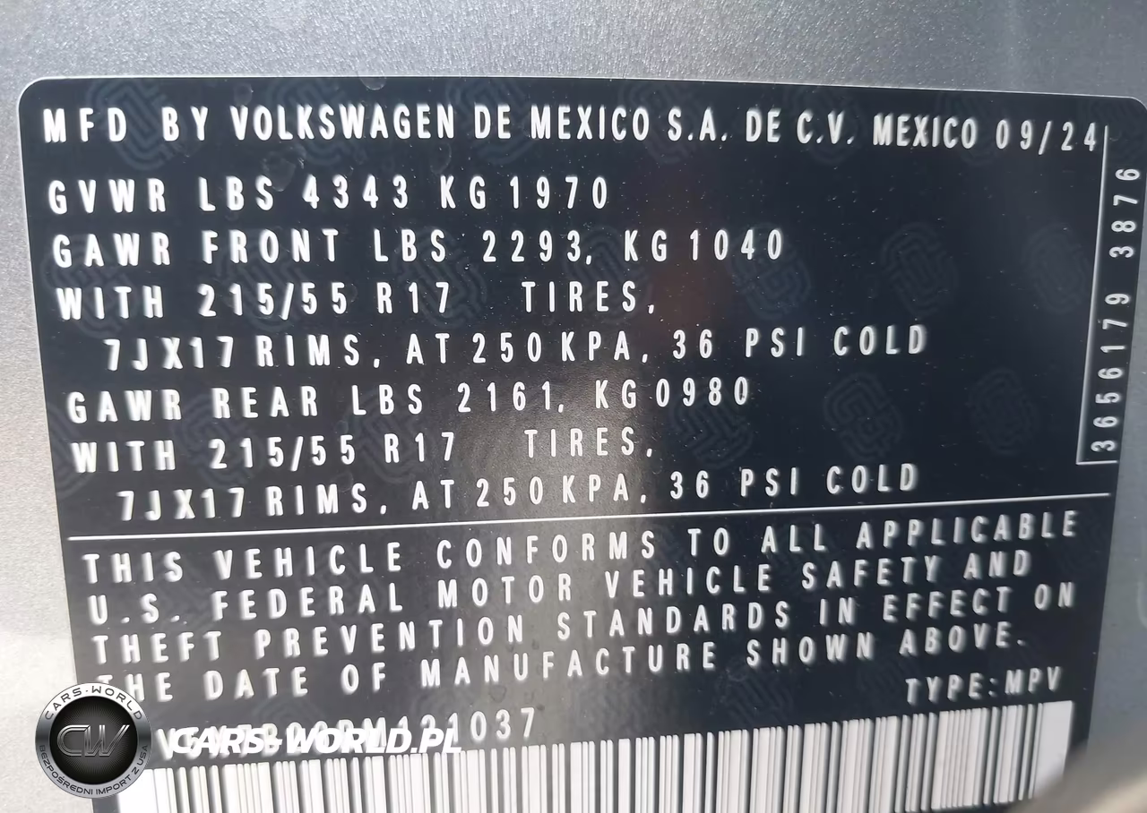 2024 Volkswagen Taos 1.5T S VIN:3VV5X7B26RM121037 - 9