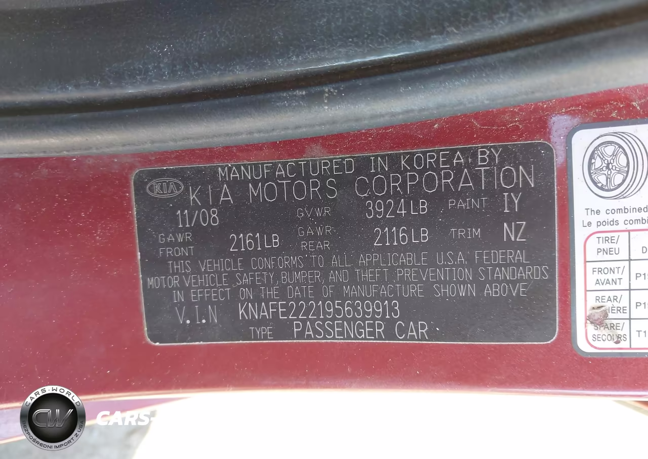2009 Kia Spectra Ex VIN:KNAFE222195639913 - 9