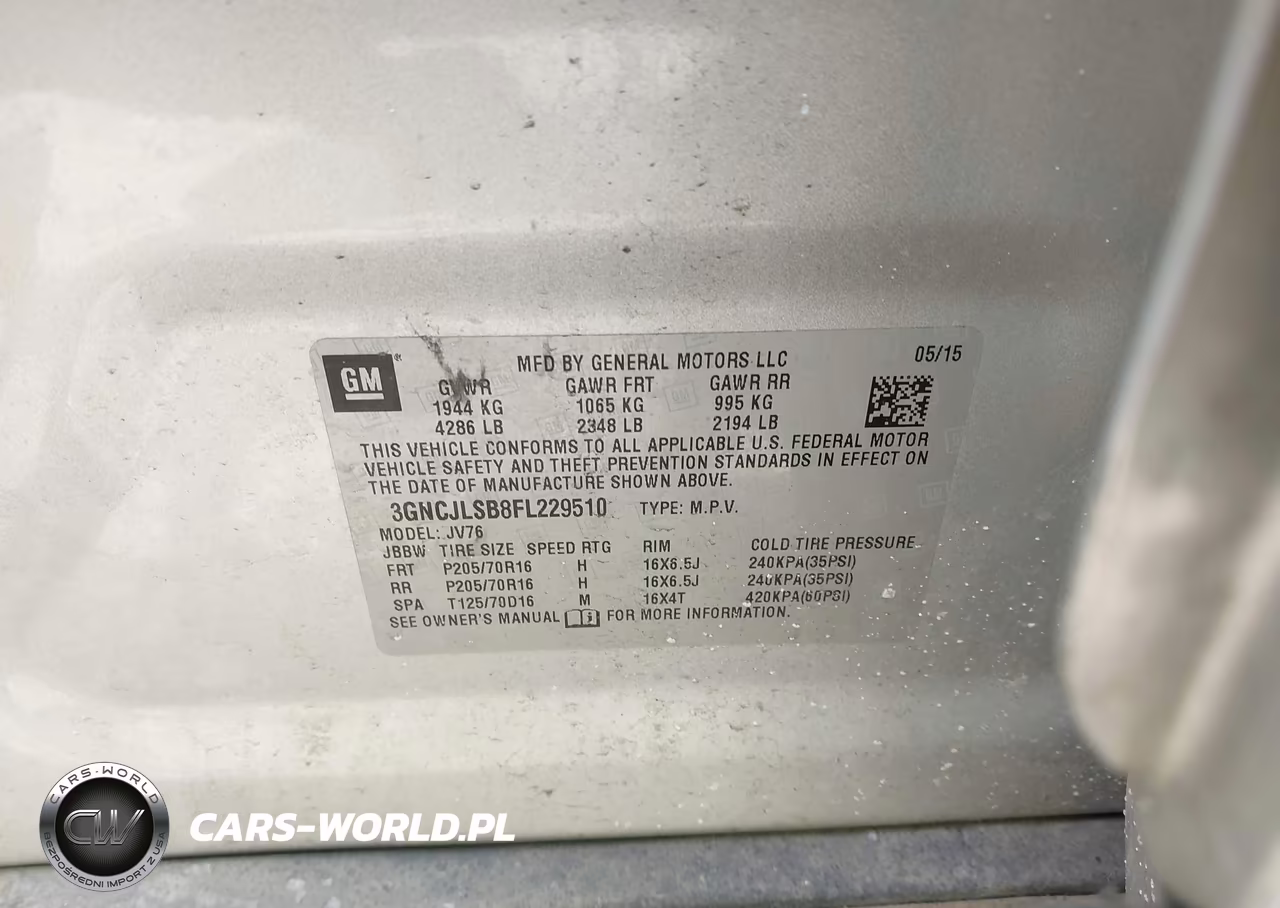 2015 Chevrolet Trax Lt VIN:3GNCJLSB8FL229510 - 9