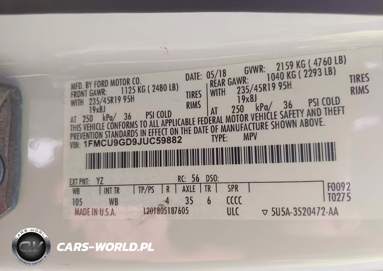 2018 Ford Escape Se VIN:1FMCU9GD9JUC59882 - 9