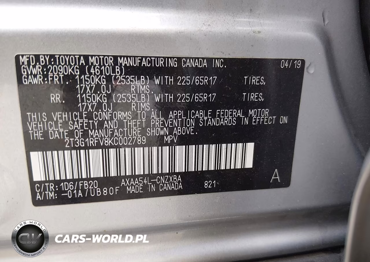 2019 Toyota Rav4 Le VIN:2T3G1RFV8KC002789 - 9