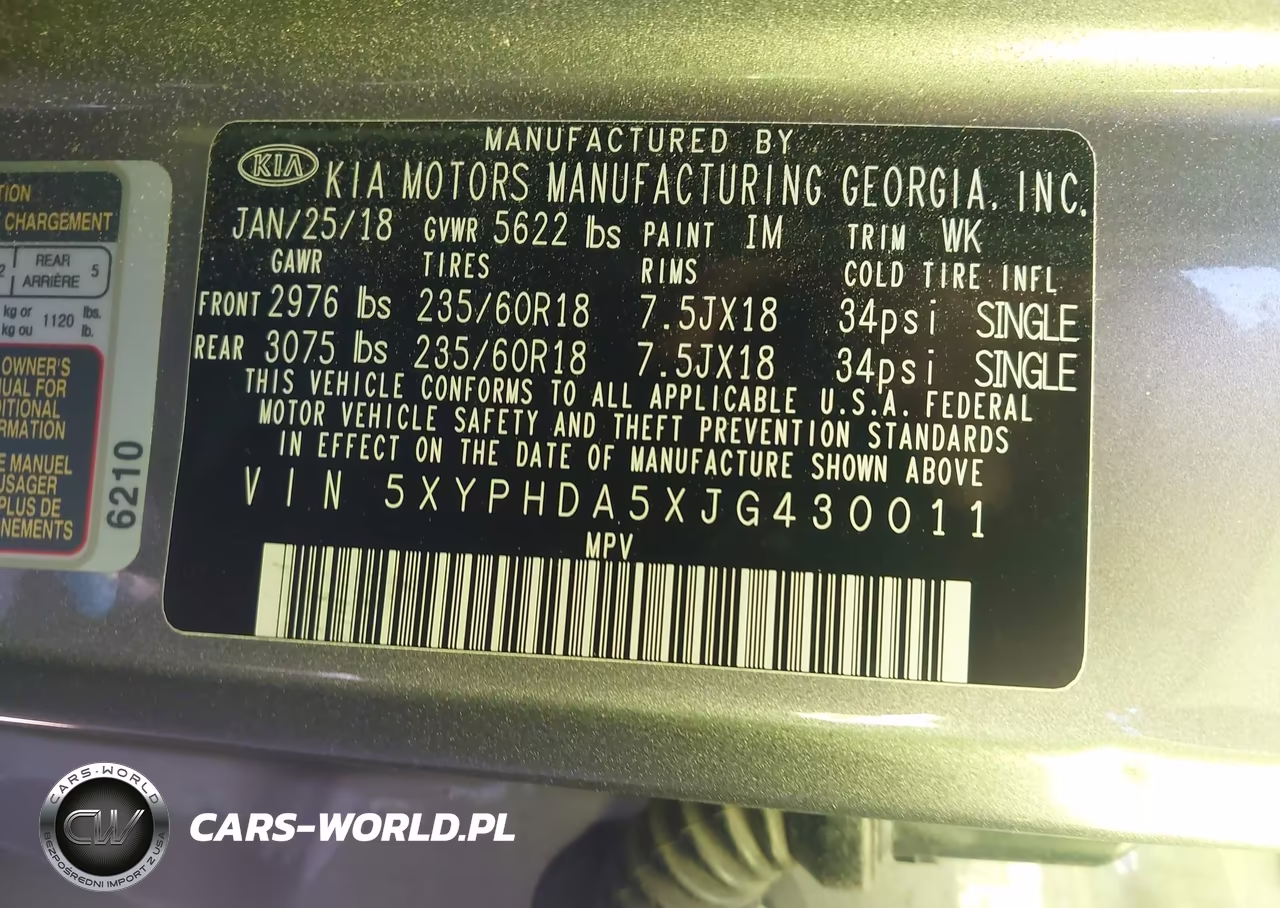 2018 Kia Sorento 3.3L Ex VIN:5XYPHDA5XJG430011 - 9