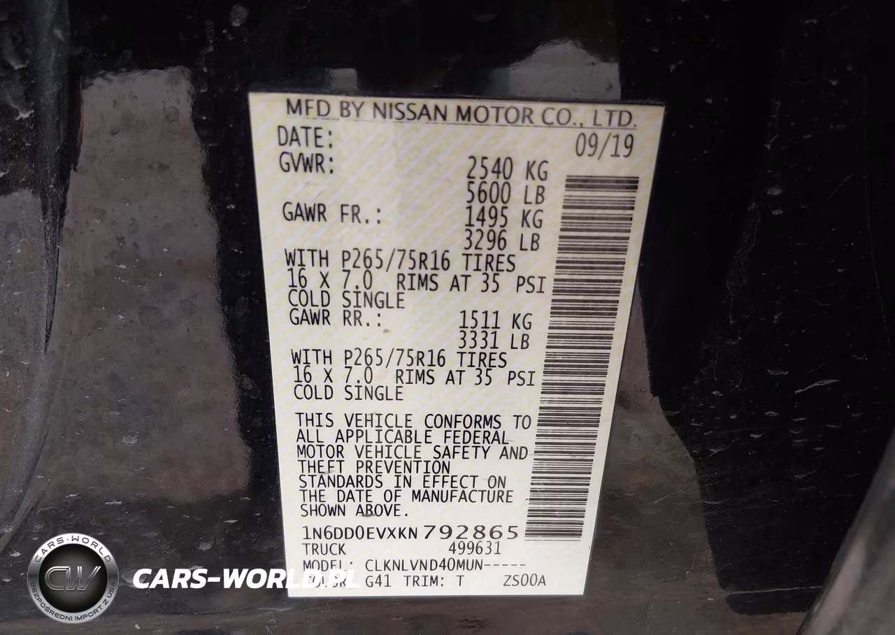 2019 Nissan Frontier Pro-4X VIN:1N6DD0EVXKN792865 - 9