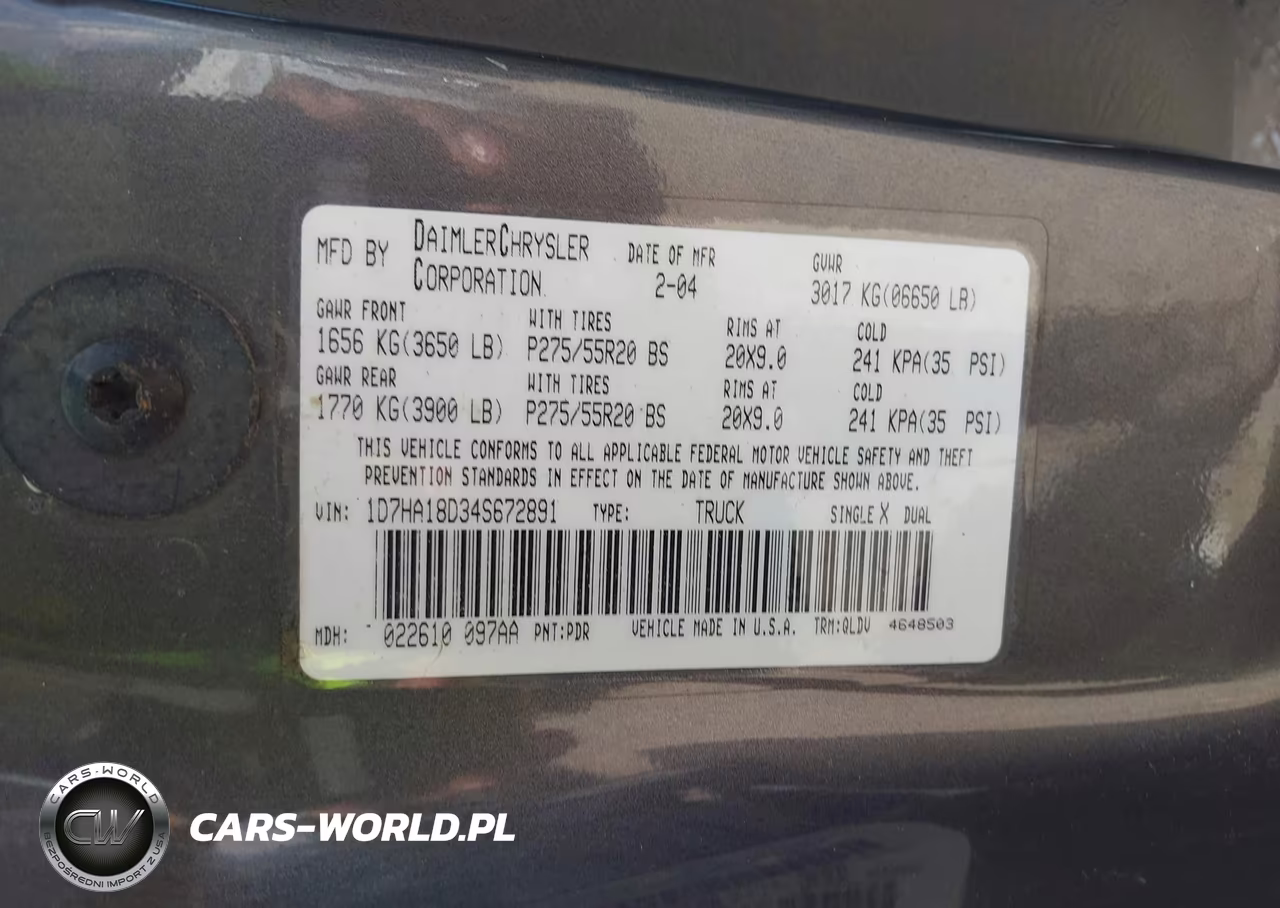 2004 Dodge Ram 1500 Slt-Laramie VIN:1D7HA18D34S672891 - 9