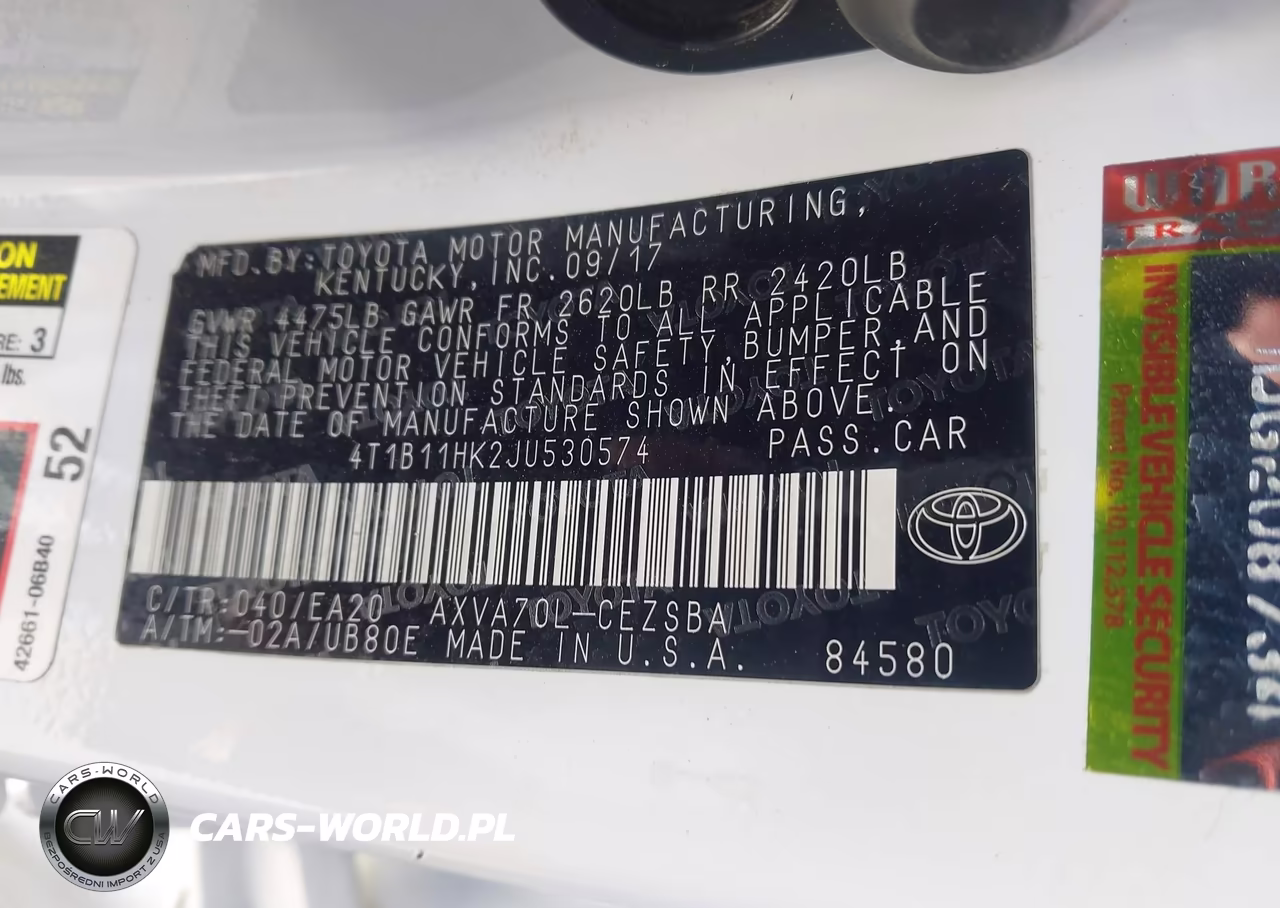 2018 Toyota Camry Se VIN:4T1B11HK2JU530574 - 9