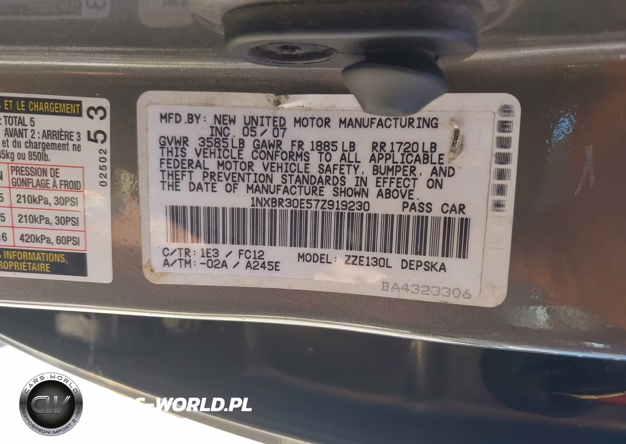 2007 Toyota Corolla S VIN:1NXBR30E57Z919230 - 9