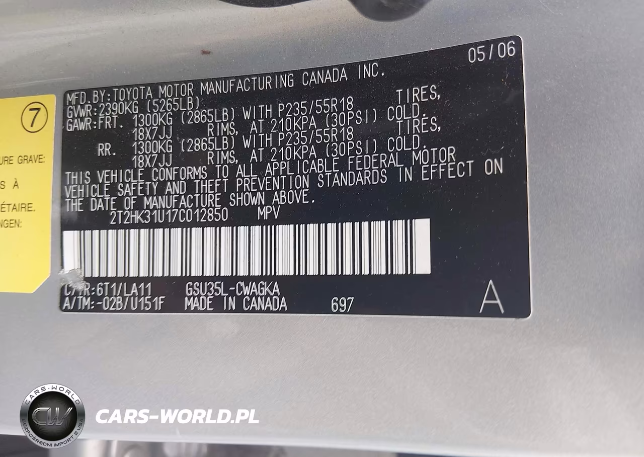 2007 Lexus Rx 350 VIN:2T2HK31U17C012850 - 9