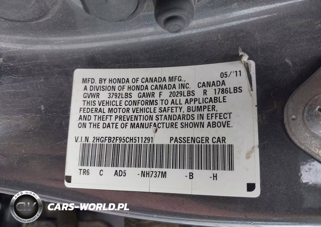 2012 Honda Civic Ex-L VIN:2HGFB2F95CH511291 - 9